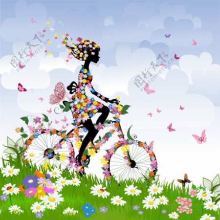 春天的花朵自行车