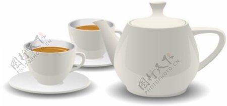 精美白白瓷茶具素材