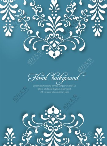 优雅的蓝色的花型设计卡片模板矢量素材03
