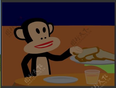 位图动物猴子盘子果汁免费素材