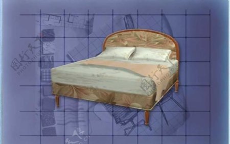 酒店风格家具床0063D模型