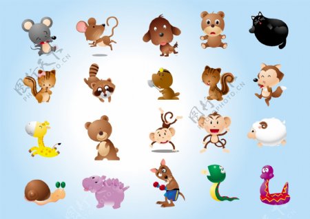 20个可爱的卡通动物吉祥物集