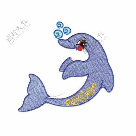 贴布卡通形象海洋动物海豚免费素材