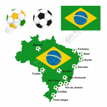 巴西足球地图矢量