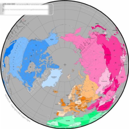 北半球球面地图矢量素材政治区域形图