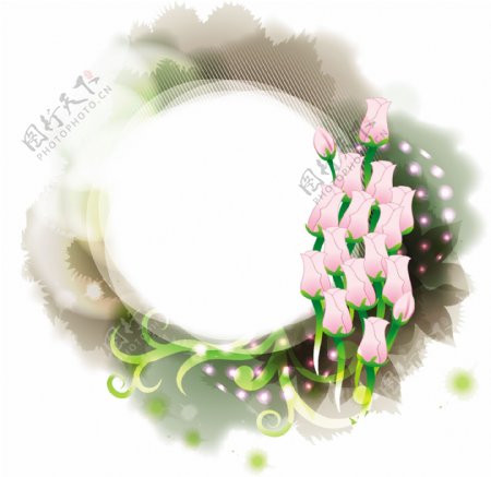 粉色花苞和圆圈背景