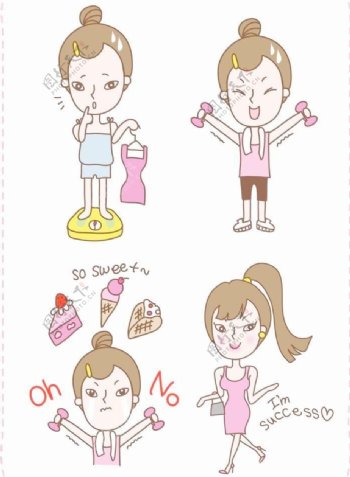 韩国女孩卡通插画矢量素材40