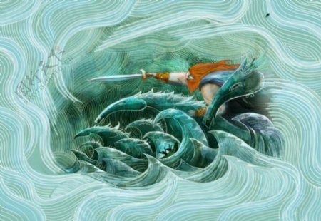 位图插画海洋之歌动物马免费素材