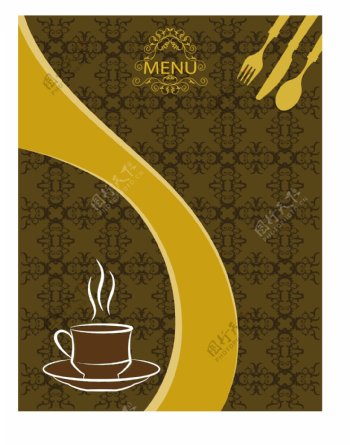 欧式典雅咖啡菜单矢量图
