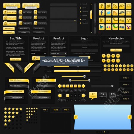 黄色web网页元素UI素材