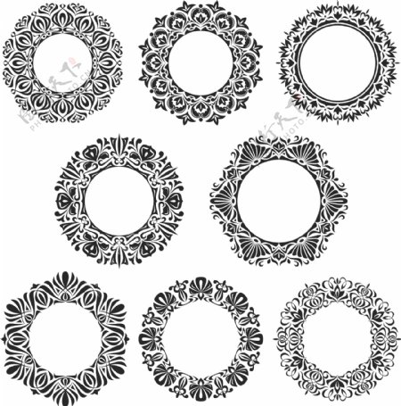 8个圆形装饰花边矢量素材