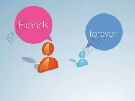 快乐友谊日背景有光泽的图标在seppech泡沫的人