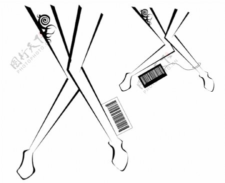女性腿部与条形码标签矢量素材