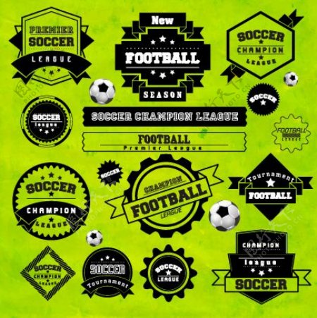 创造性的足球设计标签矢量图形02