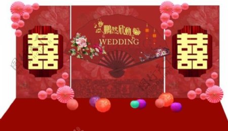 中式婚礼舞台背景设计