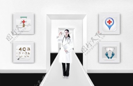 韩国美女医生护士PSD人物图