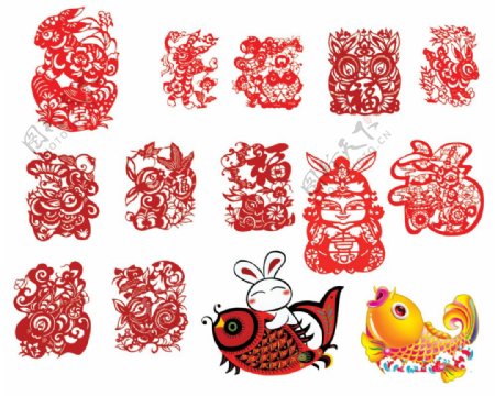 中国传统2011兔年剪纸PSD素材