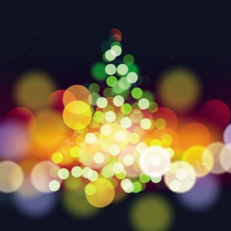 彩色光点的圣诞树矢量