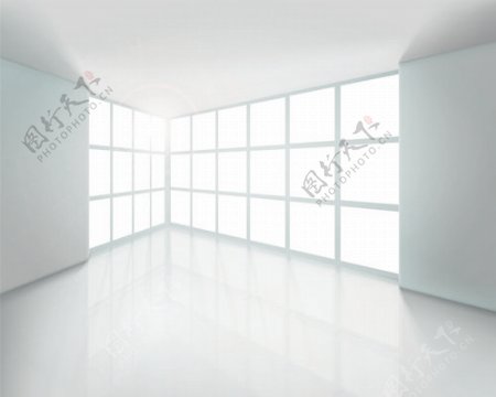 宽敞的空白的房间设计矢量图02