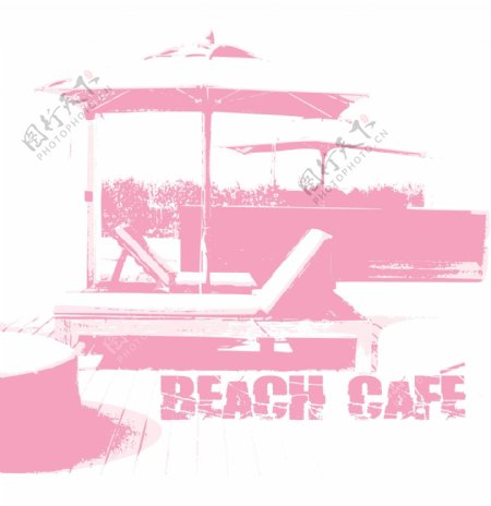 印花矢量图色彩粉色建筑凉亭免费素材