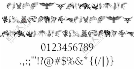 部落纹身设计字体的动物
