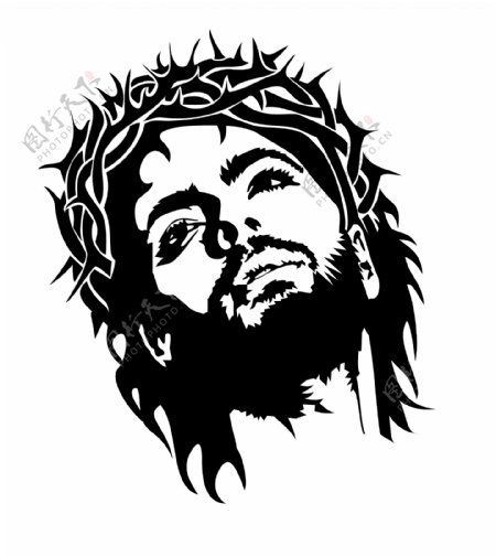 耶稣的脸矢量图像