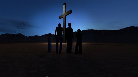 徒的家庭在十字架