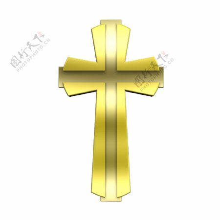 黄金十字架白色隔离