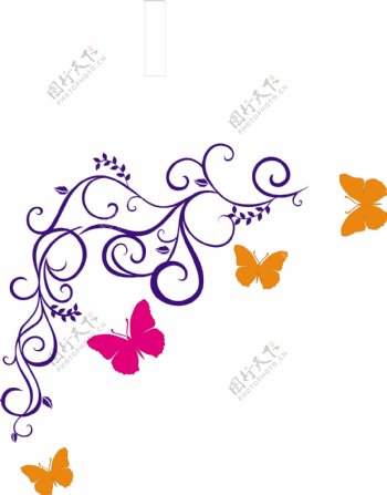 彩色蝴蝶花墙贴图片