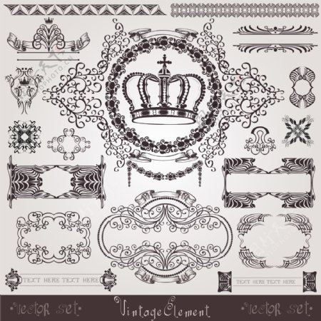 王冠图案花纹线稿