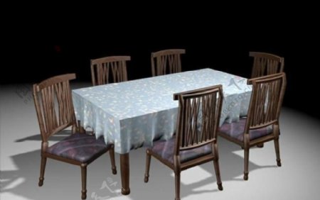 餐桌组合36家具3D模型
