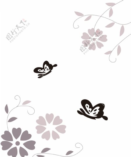 蝴蝶花朵移门图案