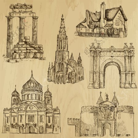 手绘欧式建筑图片