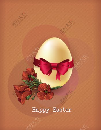 复活节插画矢量与复活节彩蛋和春天的花朵
