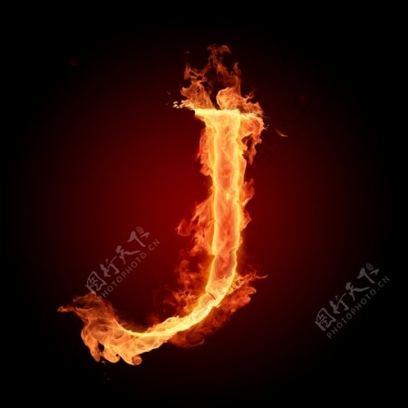 燃烧着的英文字母图片素材j
