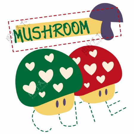 位图婴童T恤图案蘑菇文字免费素材