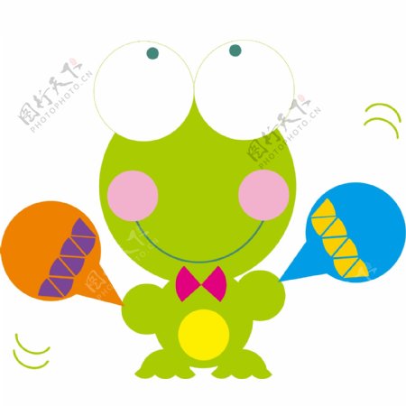 印花矢量图婴童青蛙砂槌色彩免费素材