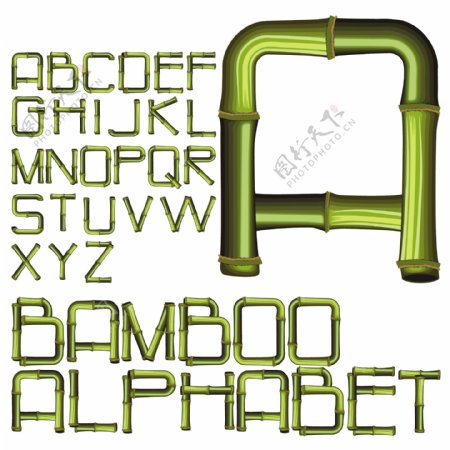 竹子创意字母矢量艺术字
