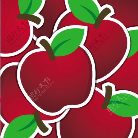 红苹果贴纸背景卡矢量格式