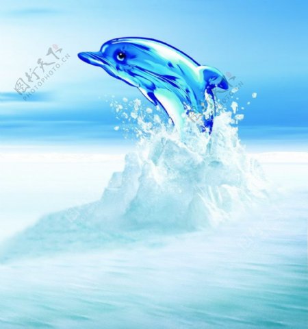 跳跃水晶质感海豚PSD素材