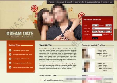 漂亮的婚恋交友类型网页CSS模板