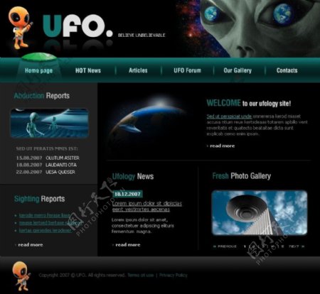 个性UFO网站psd模板