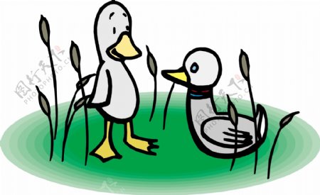 印花矢量图动物鸭子卡通色彩免费素材