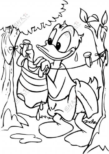 印花矢量图卡通动物唐老鸭可爱卡通色彩免费素材