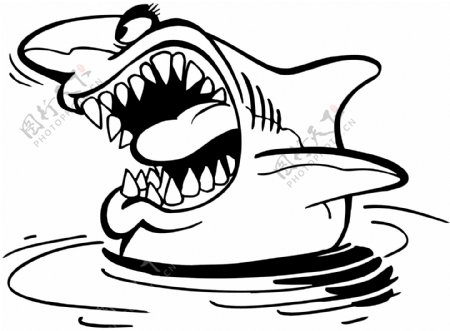 印花矢量图卡通动物鲨鱼卡通动物色彩免费素材