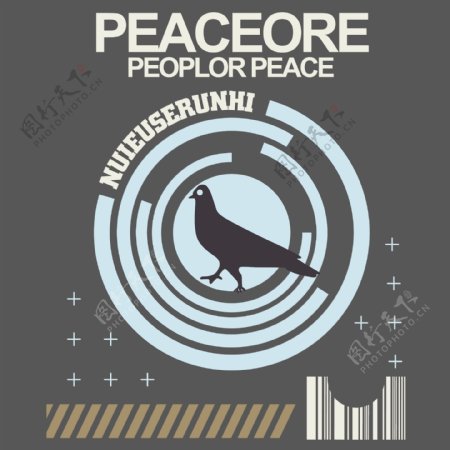 印花矢量图T恤图案图文结合动物小鸟免费素材