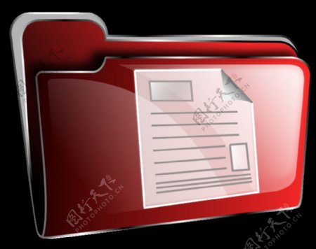 红色的文档文件夹图标