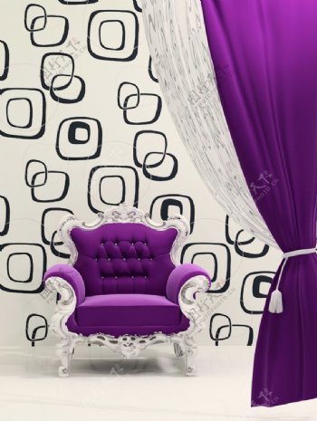 紫色高档沙发素材