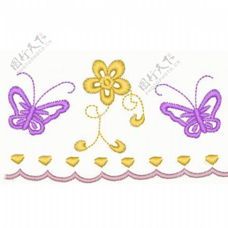 绣花动物蝴蝶色彩黄色免费素材