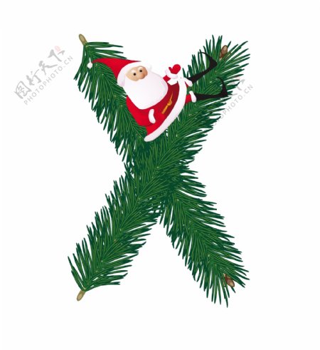 圣诞装饰杉树的ABC滑稽的圣诞老人的信X矢量